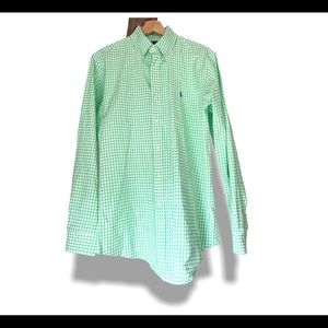Ralph Lauren Custom Fit- Green/White Plaid Medium